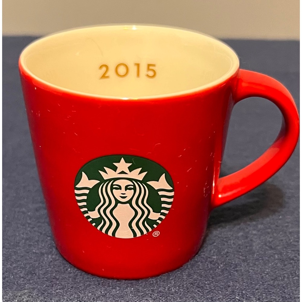 Starbucks 2015 Red Holiday Espresso Cup 3oz Demitasse Mug Siren Logo Ceramic